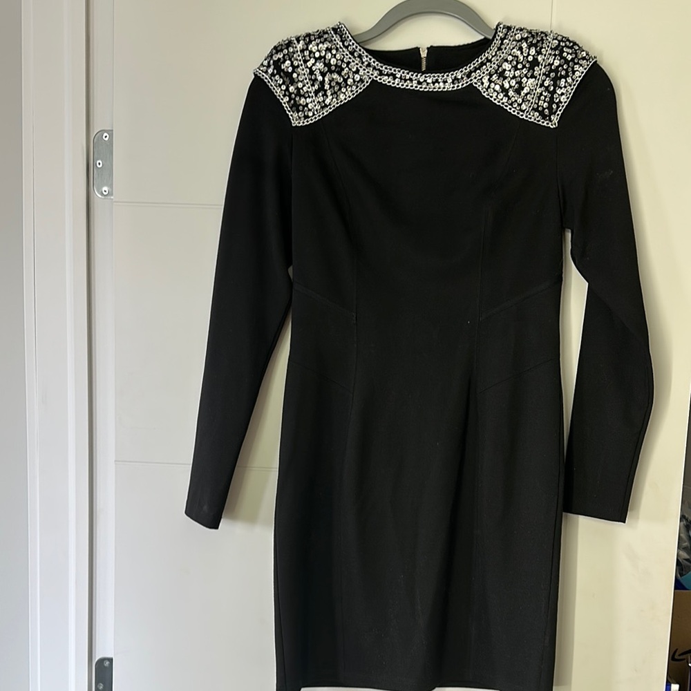 Ted Baker Black Dress with Beaded Collar